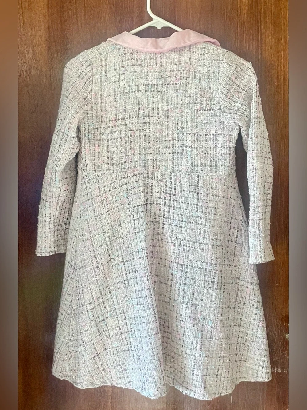 Nannette Pastel Tweed Dress & Coat Set in Pink and Ivory